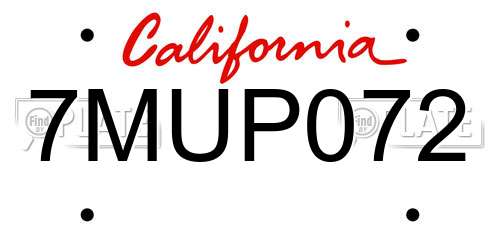 7MUP072 California License Plate