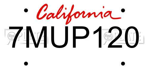 7MUP120 California License Plate