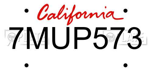 7MUP573 California License Plate