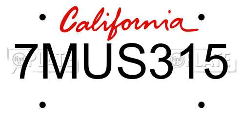 7MUS315 California License Plate