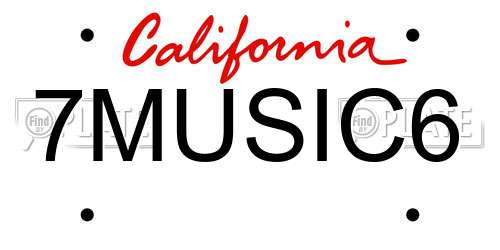7MUSIC6 California License Plate