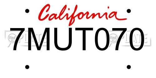 7MUT070 California License Plate