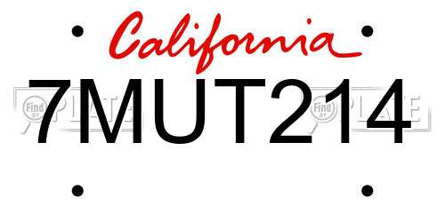 7MUT214 California License Plate