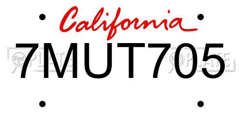 7MUT705 California License Plate