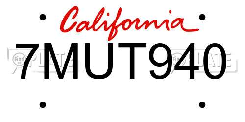 7MUT940 California License Plate