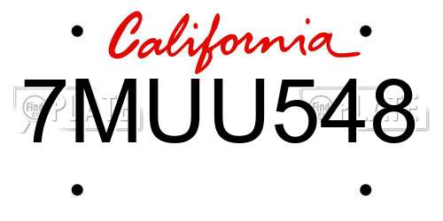 7MUU548 California License Plate