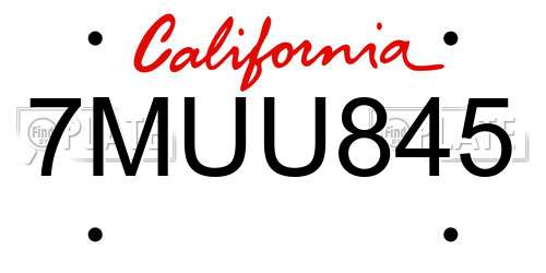 7MUU845 California License Plate