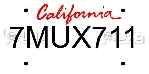 7MUX711 California License Plate