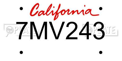 7MV243 California License Plate