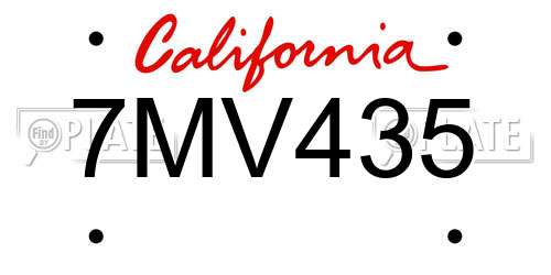 7MV435 California License Plate