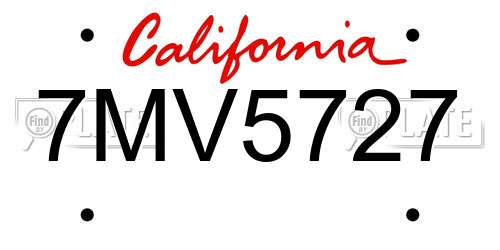 7MV5727 California License Plate