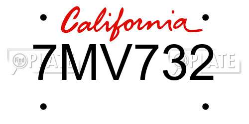 7MV732 California License Plate