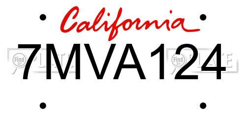 7MVA124 California License Plate