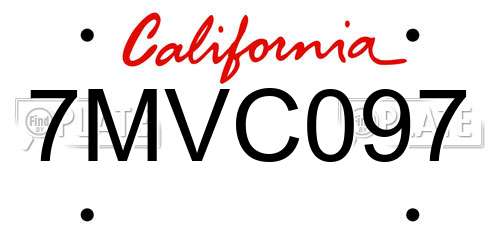 7MVC097 California License Plate