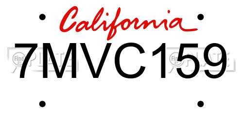7MVC159 California License Plate