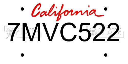 7MVC522 California License Plate