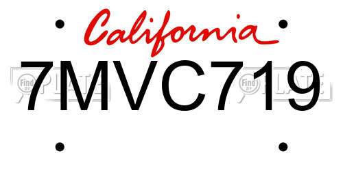 7MVC719 California License Plate