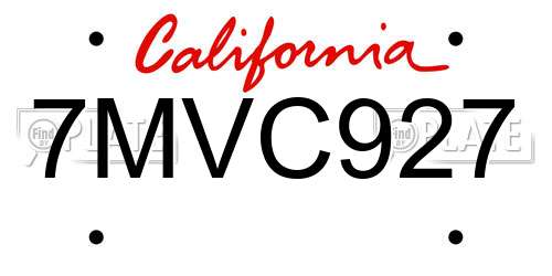 7MVC927 California License Plate