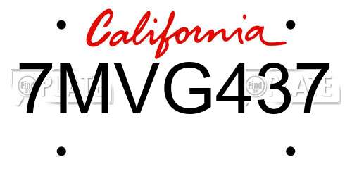 7MVG437 California License Plate