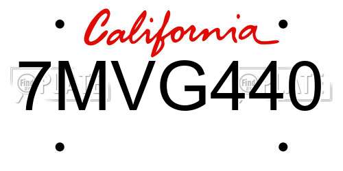 7MVG440 California License Plate