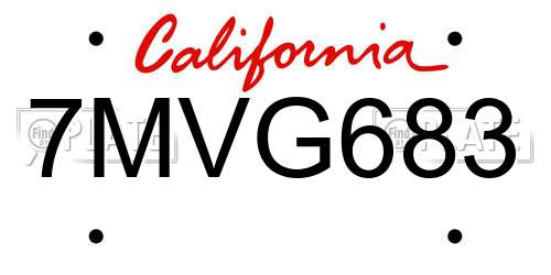 7MVG683 California License Plate