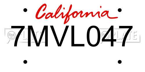 7MVL047 California License Plate