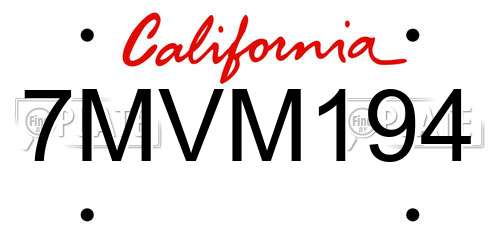 7MVM194 California License Plate
