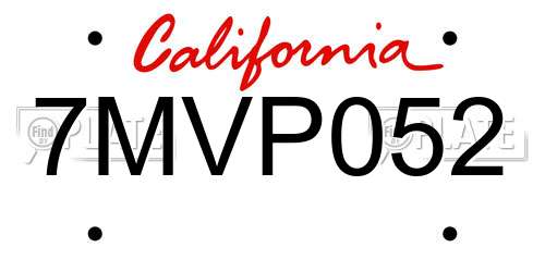 7MVP052 California License Plate