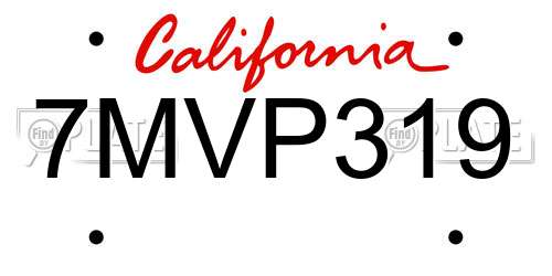 7MVP319 California License Plate