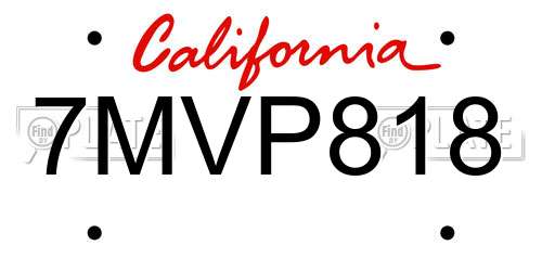 7MVP818 California License Plate