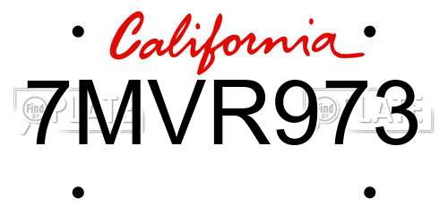 7MVR973 California License Plate