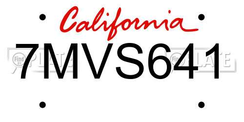 7MVS641 California License Plate