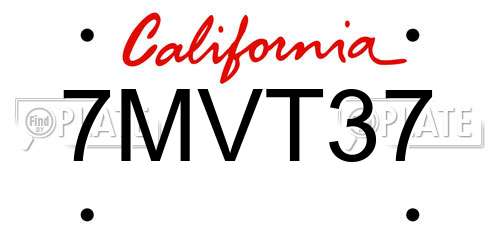 7MVT37 California License Plate