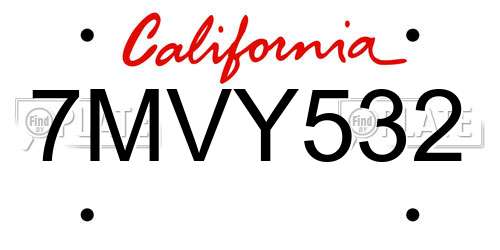 7MVY532 California License Plate