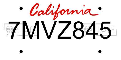 7MVZ845 California License Plate