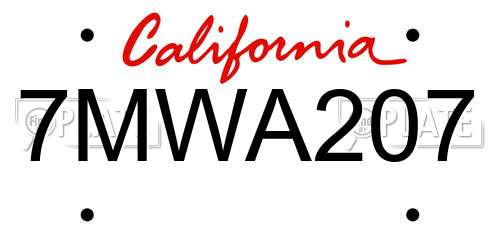 7MWA207 California License Plate
