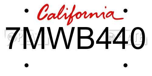 7MWB440 California License Plate
