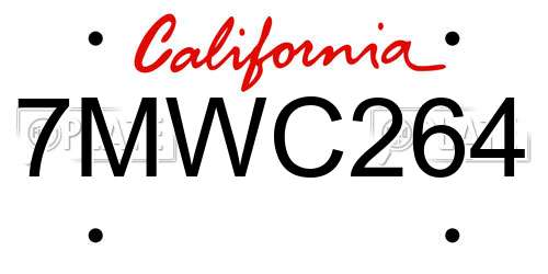 7MWC264 California License Plate
