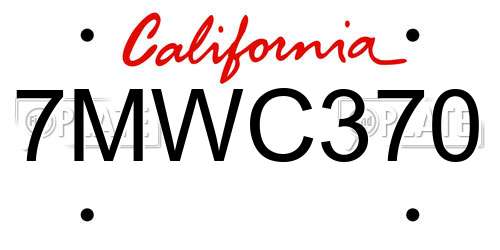 7MWC370 California License Plate