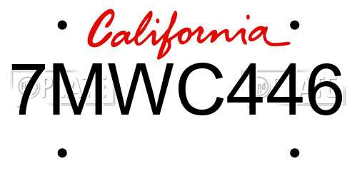 7MWC446 California License Plate