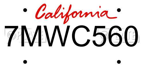 7MWC560 California License Plate