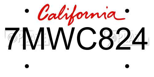 7MWC824 California License Plate
