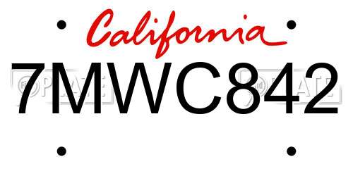 7MWC842 California License Plate