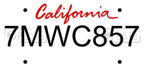 7MWC857 California License Plate