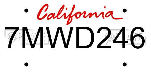 7MWD246 California License Plate