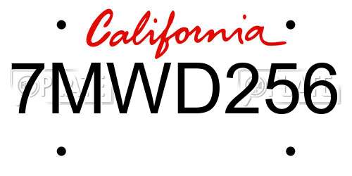 7MWD256 California License Plate