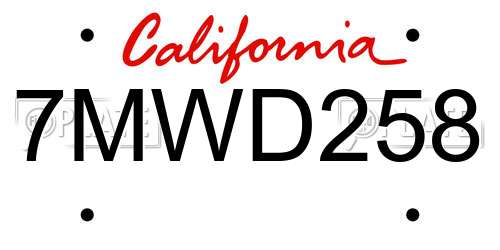 7MWD258 California License Plate