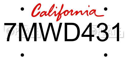 7MWD431 California License Plate