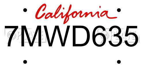 7MWD635 California License Plate