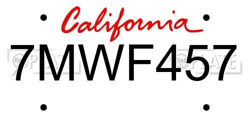 7MWF457 California License Plate